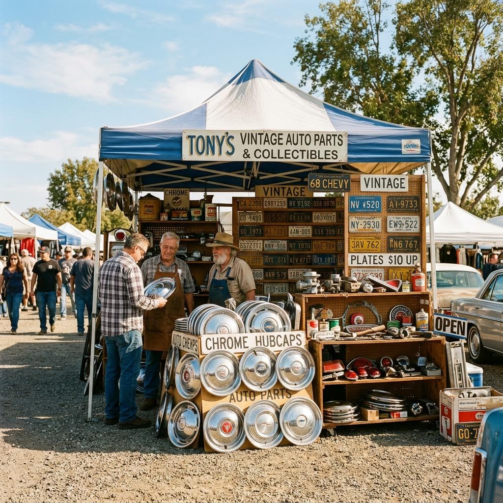 Vintage vendor booth at the LACC Swap Meet & Car Jam