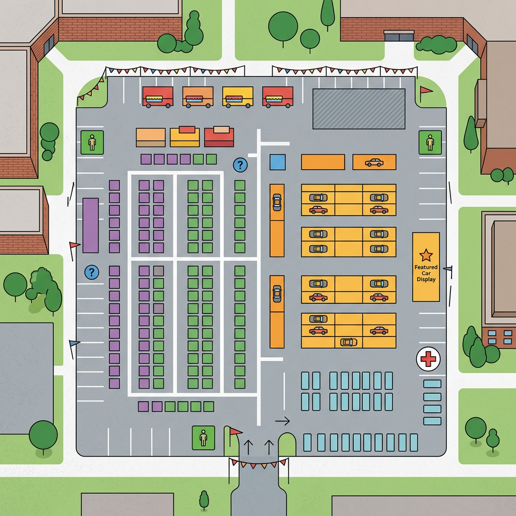 Map of the LACC Swap Meet & Car Jam venue at Los Angeles City College